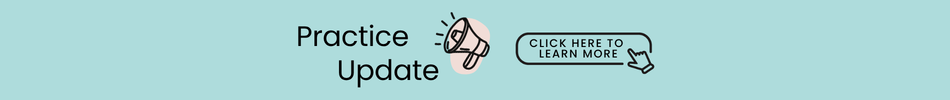 Banner saying 'Practice Update' with a megaphone and a 'Click here to learn more' button icon.